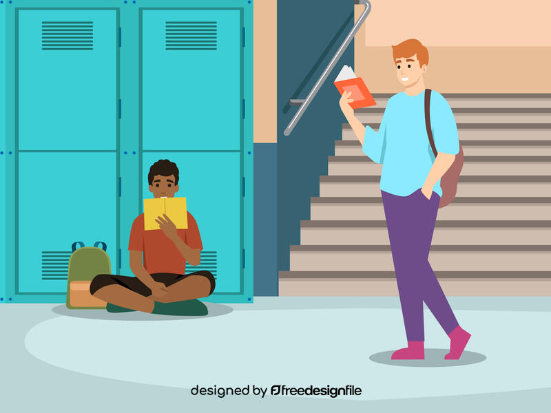 Boy reading book before exam vector