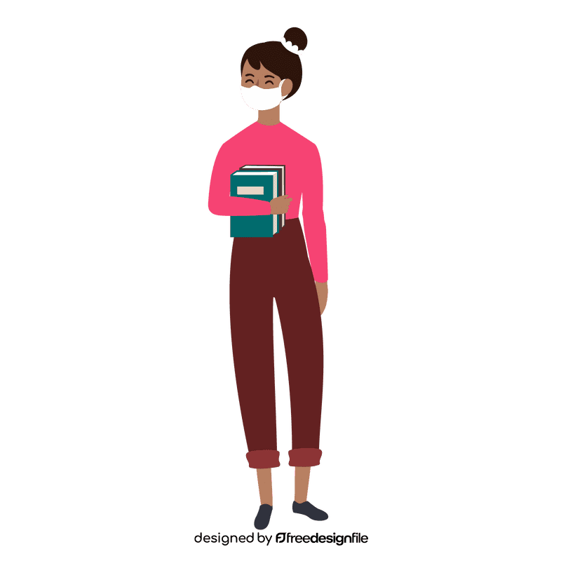 Happy girl holding books clipart