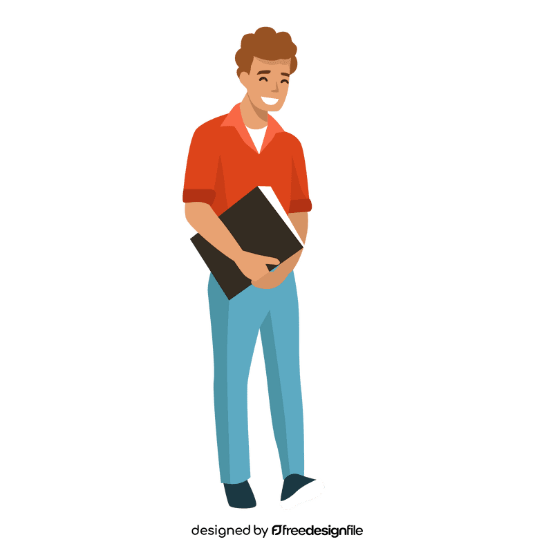 Smilling boy holding book clipart
