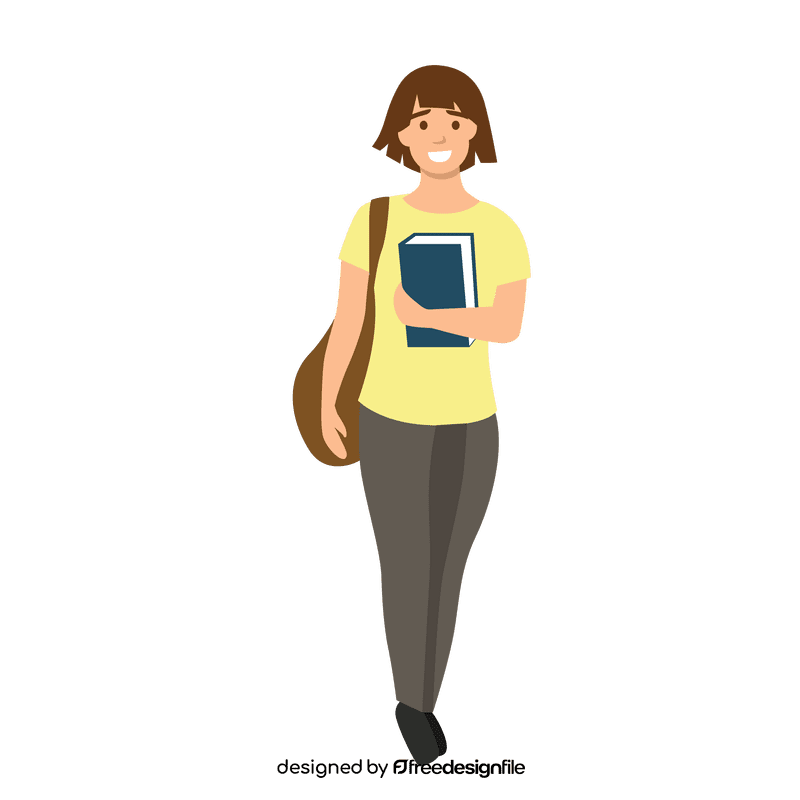 Smilling girl holding book clipart