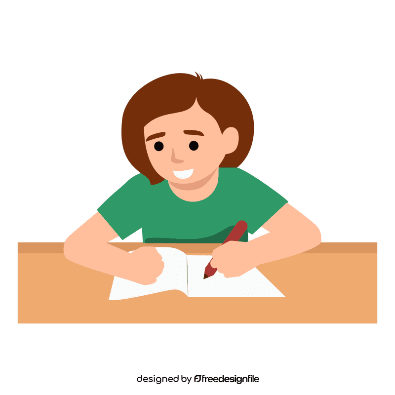 Little girl writing clipart