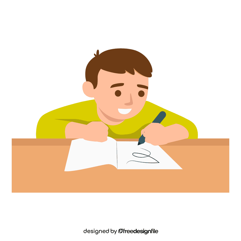 Little boy writing clipart