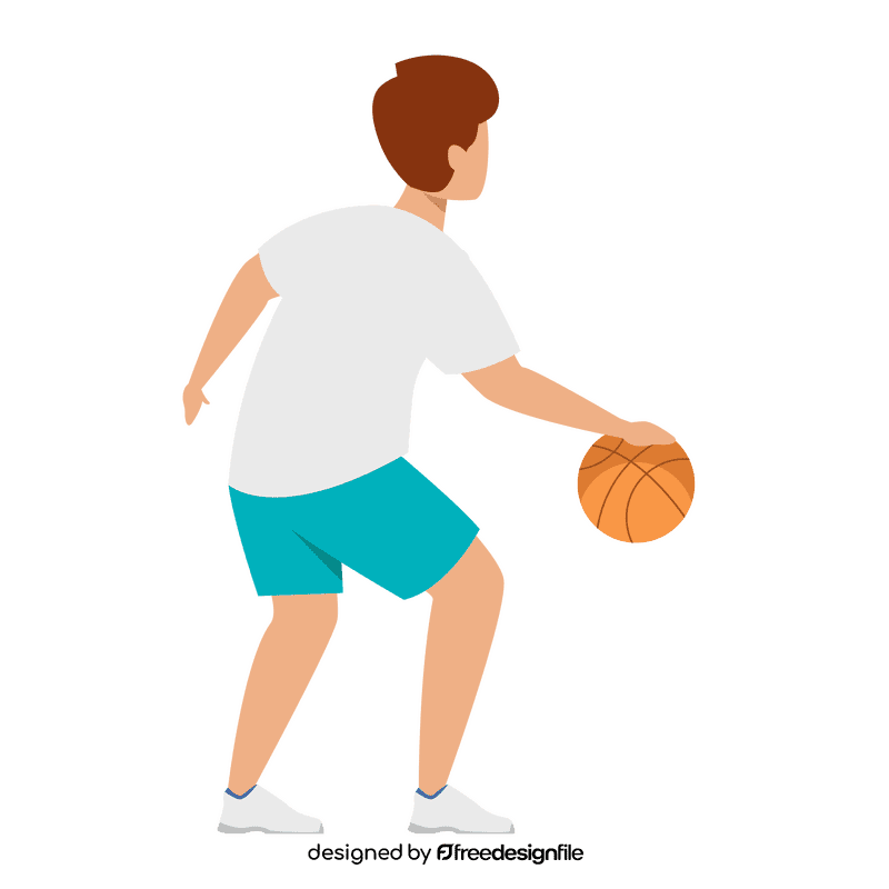 Boy playing basketball clipart