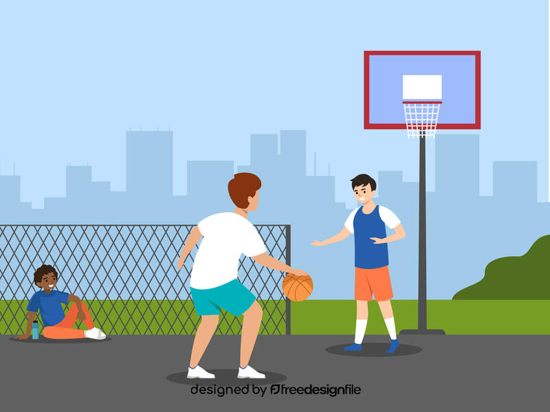 Playing basketball at school vector