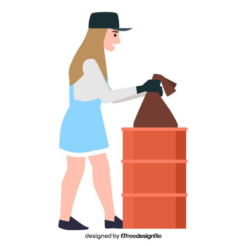 Girl dump trash clipart