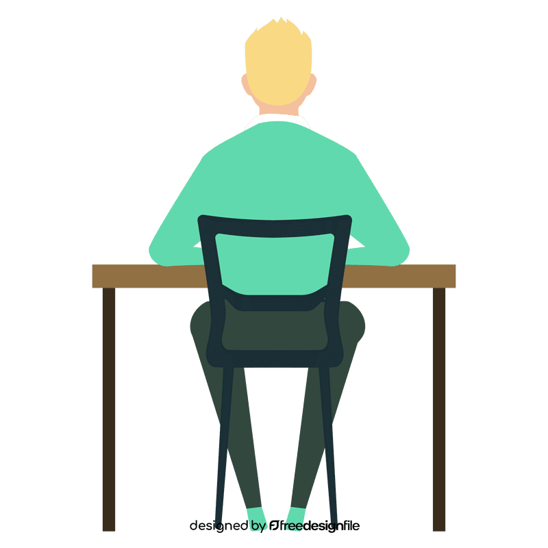 Boy study table clipart