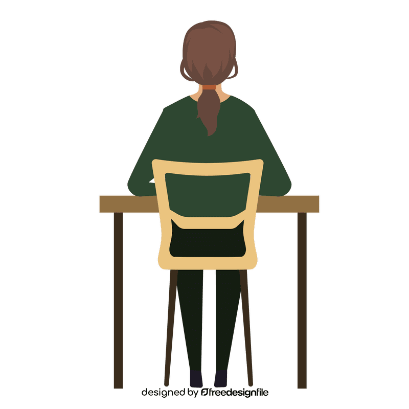 Woman writing from back view clipart