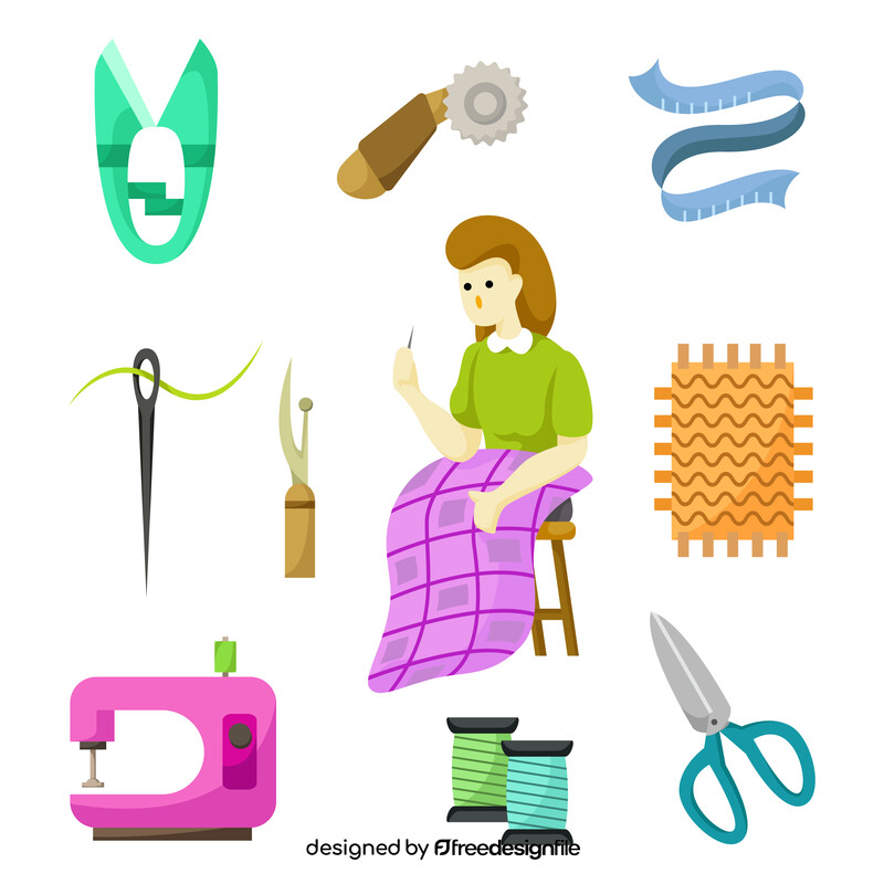 Quilting icons set vector