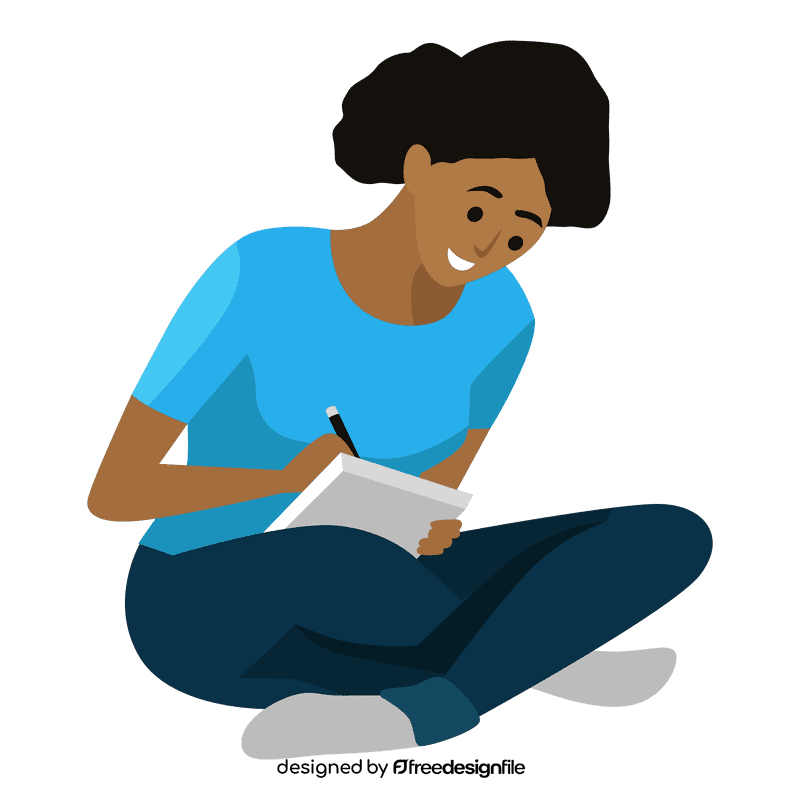 Woman writing on book clipart