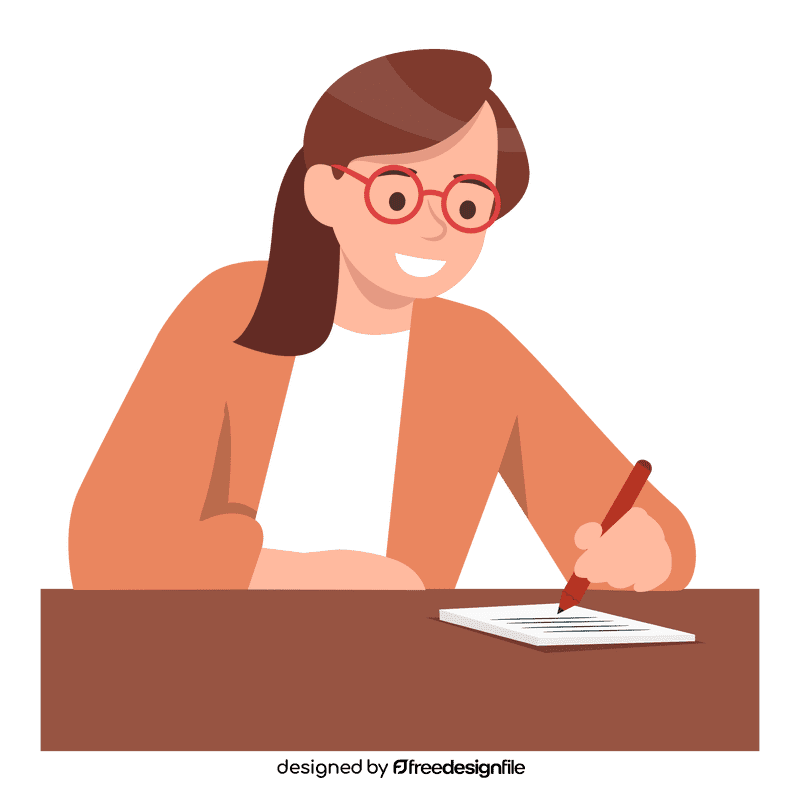 Woman writing on table clipart