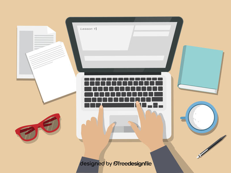 Writing on laptop vector
