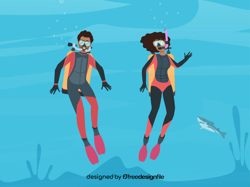 Couple divingv clipart
