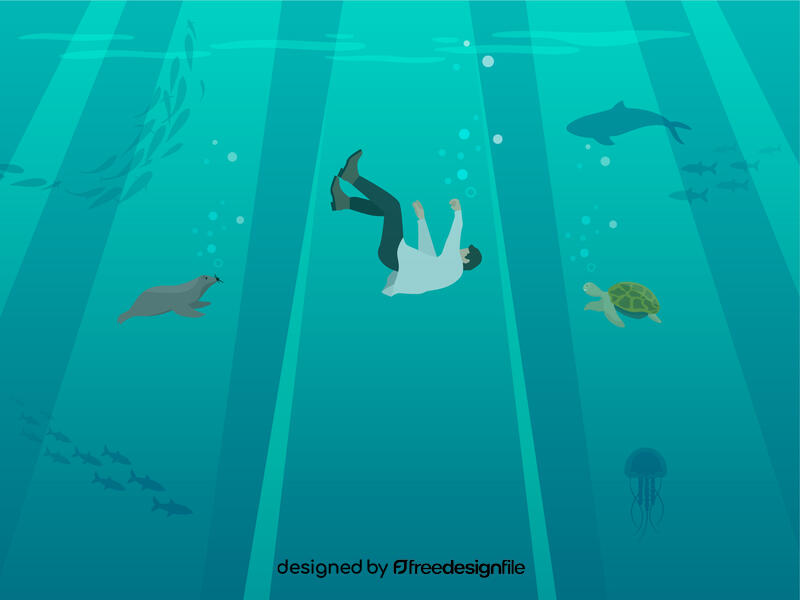 Man fall under the sea vector