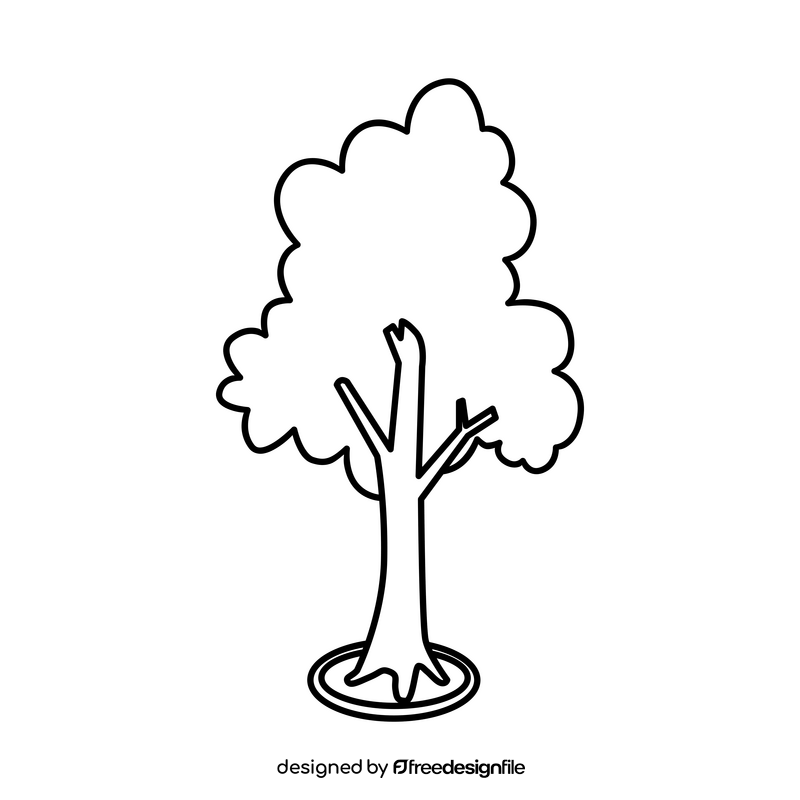 Miniatur tree drawing black and white clipart