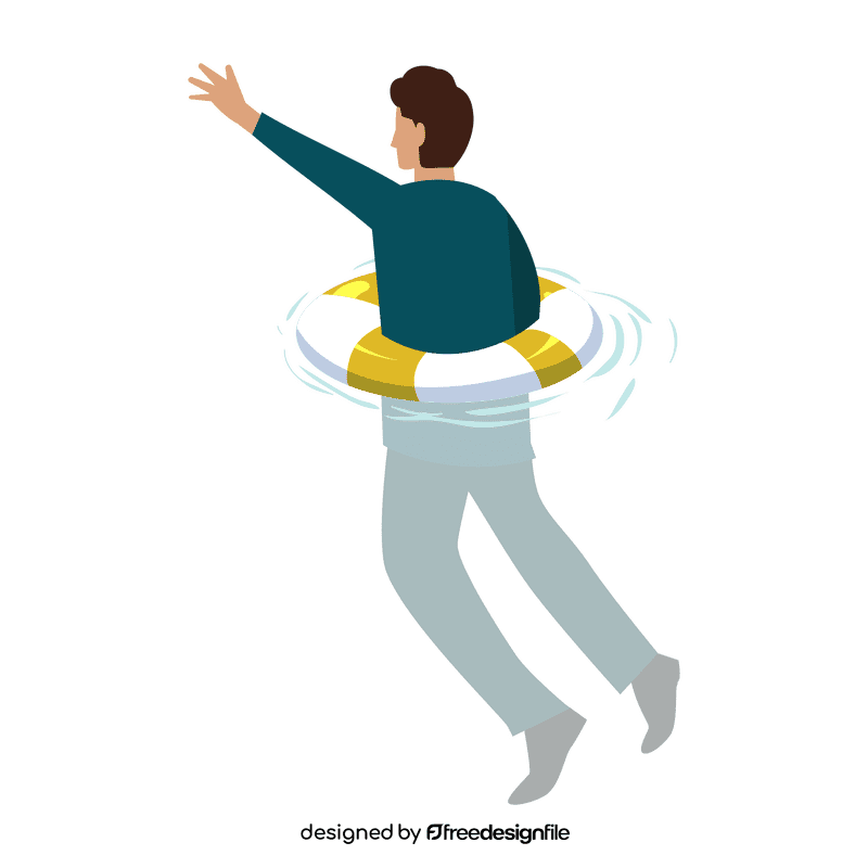 Man floating on the sea clipart