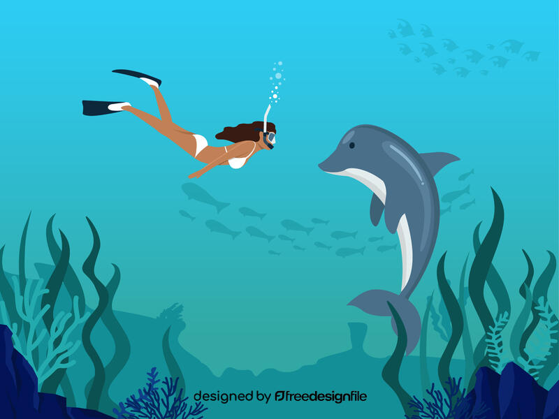 Playing with dolphin vector