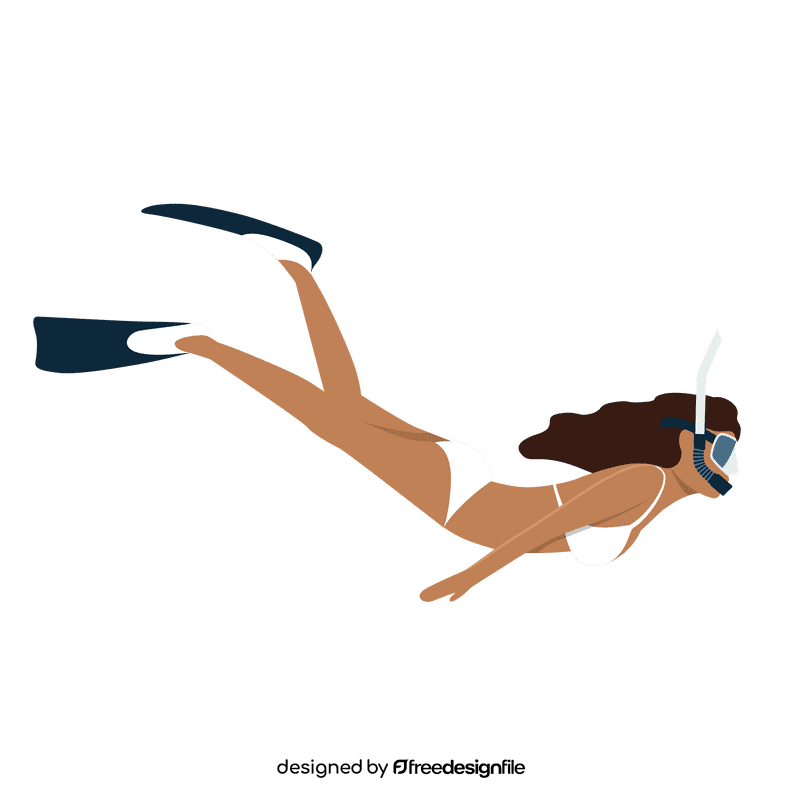 Woman scuba diving with bikini clipart