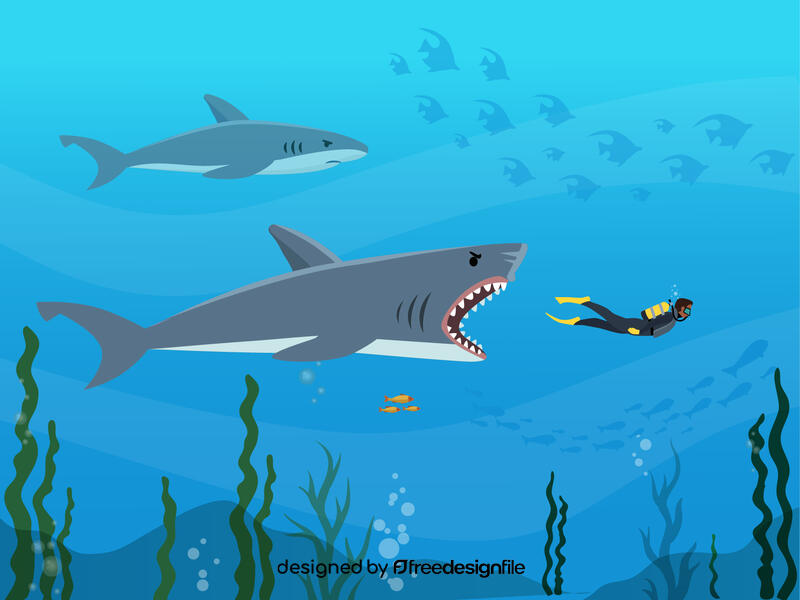 Sharks hunting vector