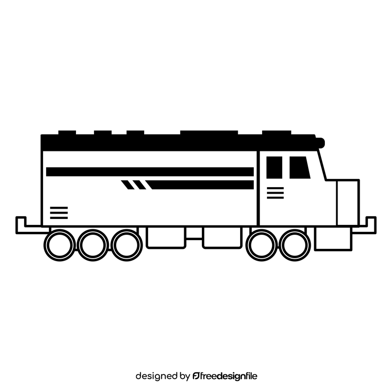 Model train drawing black and white clipart