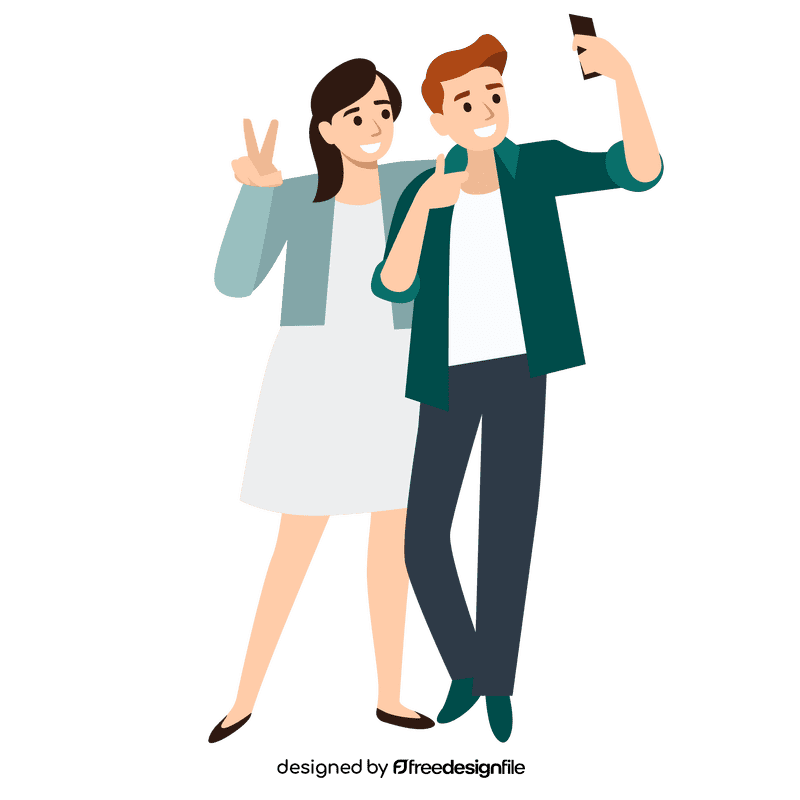 Couple selfie clipart