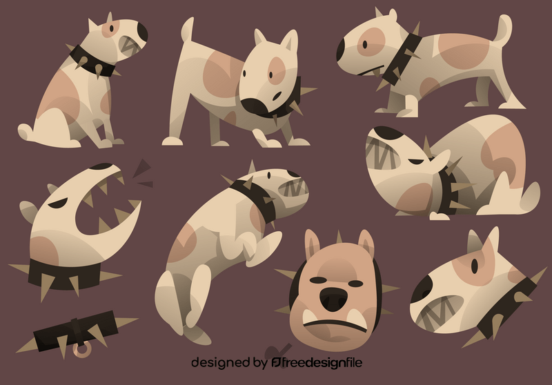 Bulldog cartoon set vector