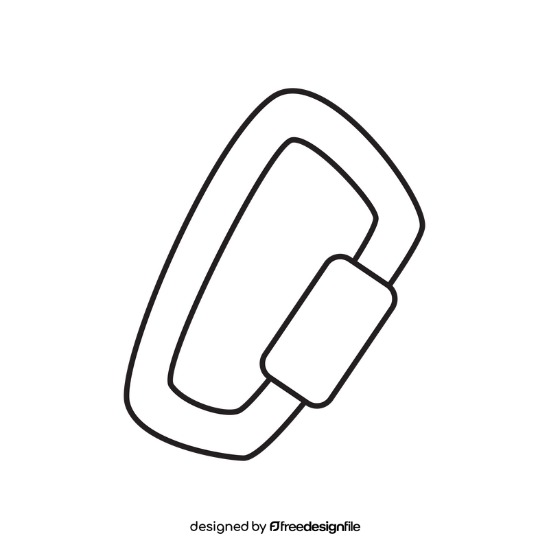 Climbing carabiner drawing black and white clipart