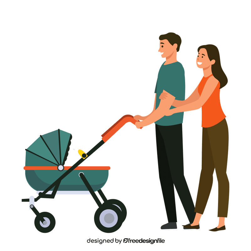 Family take a walk clipart