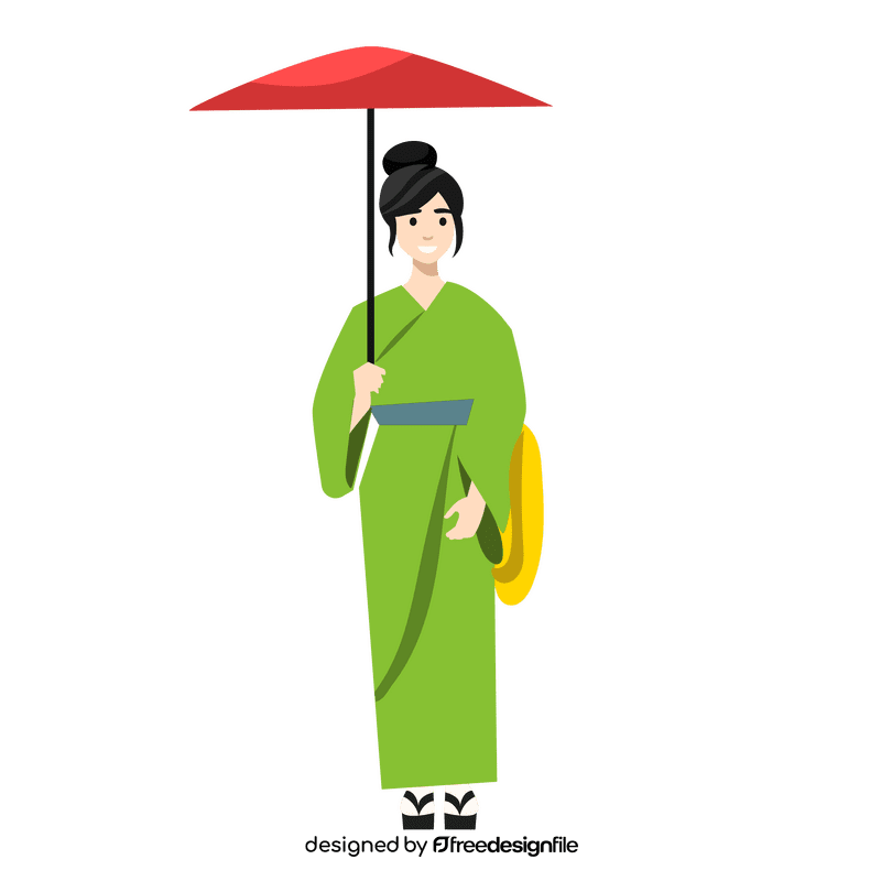 Woman on kimono clipart