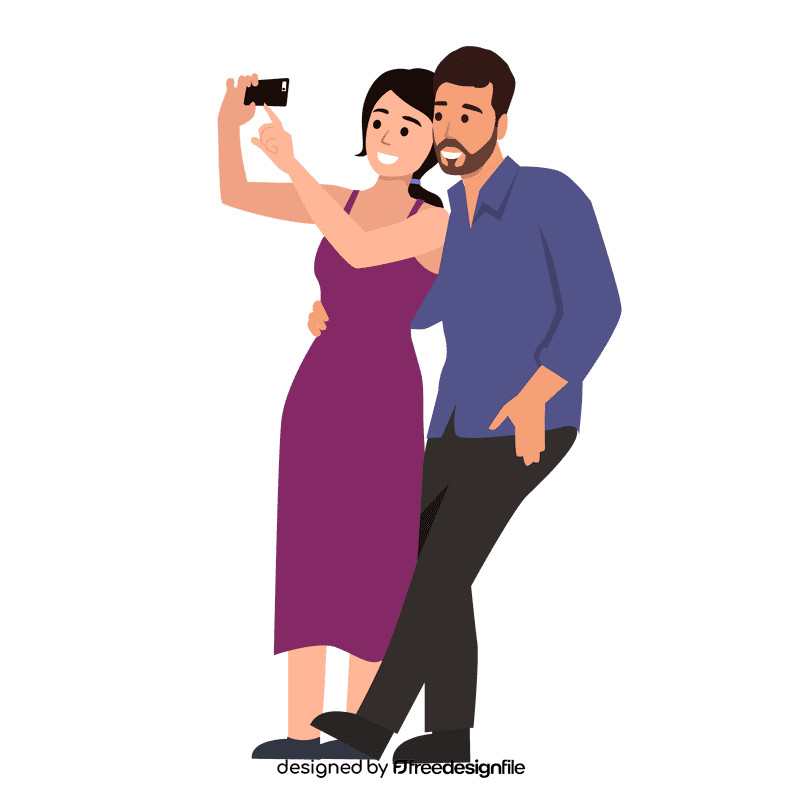 Couple selfie clipart