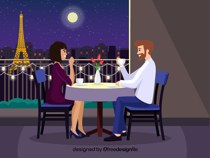 Rooftop dinner in Paris vector