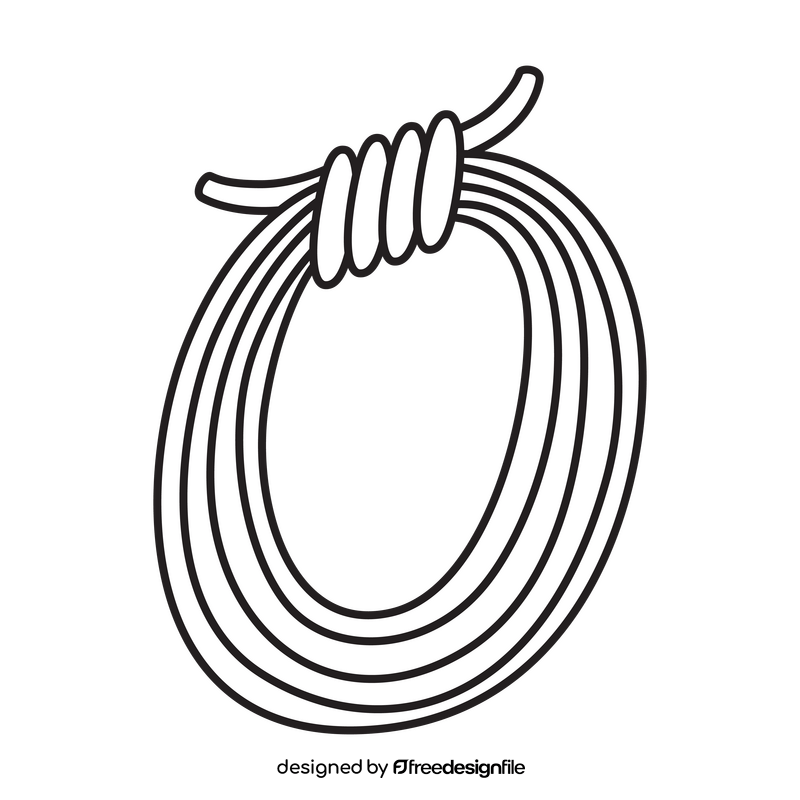 Mountain climbing rope drawing black and white clipart