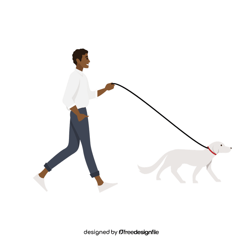Man walking with his dog clipart