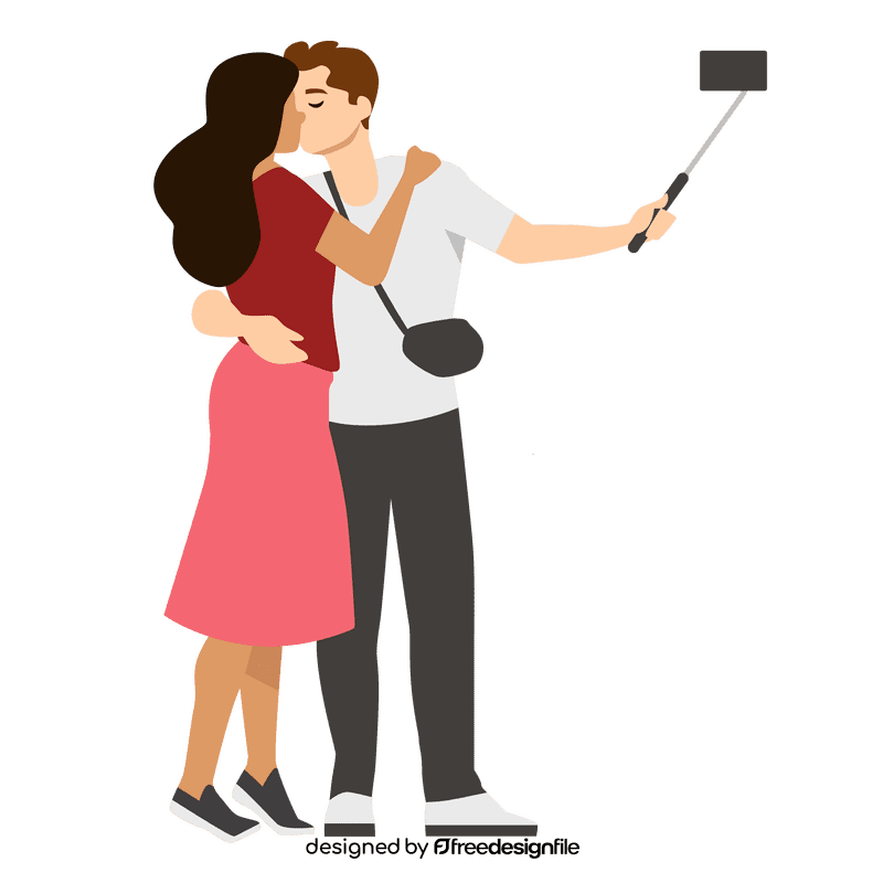 Couple kiss while doing selfie clipart