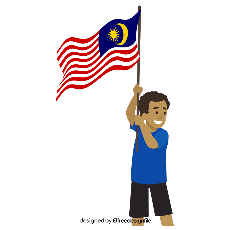 Little boy holding malaysia flag clipart