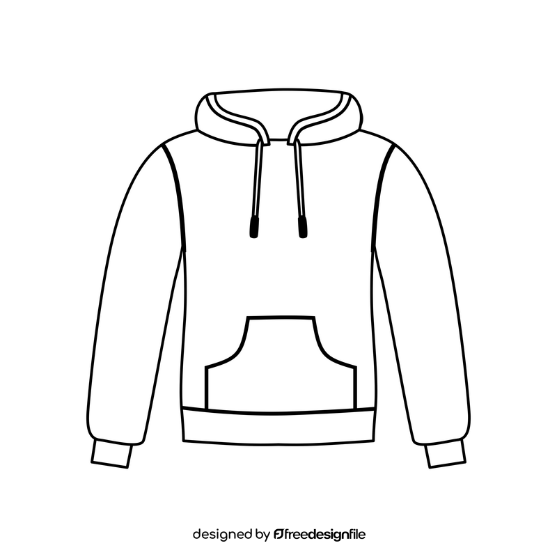 Hoodie drawing black and white clipart