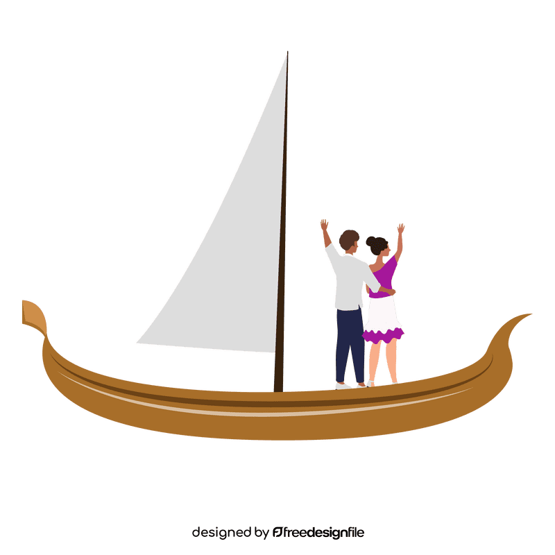 Couple at boat clipart