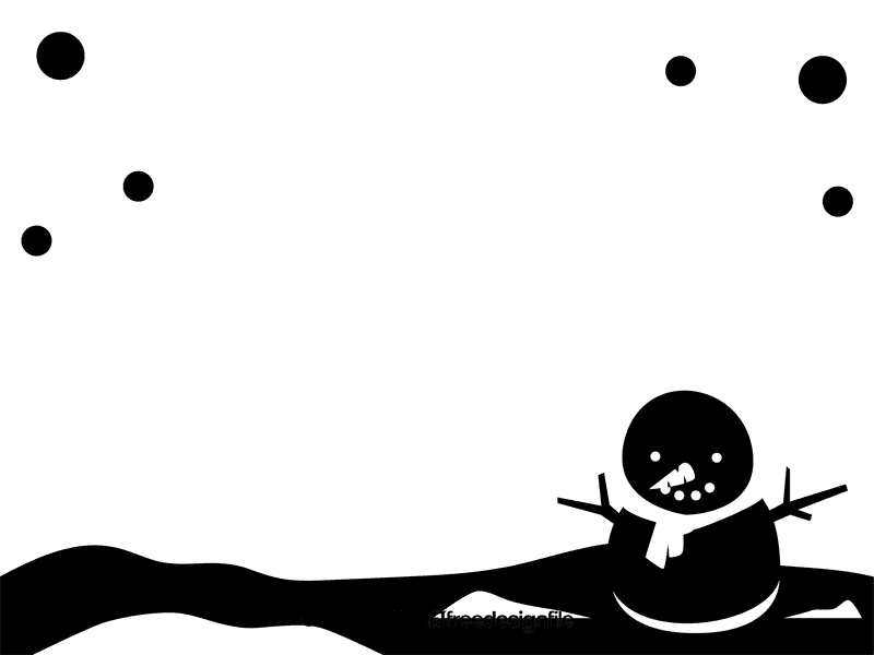 Snowman border black and white clipart