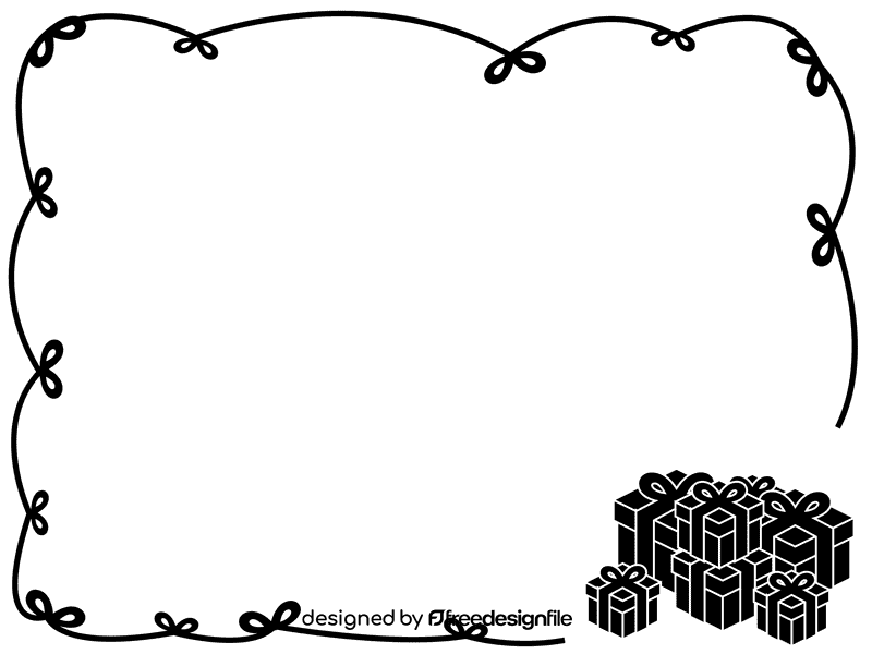 Christmas gifts Border black and white clipart