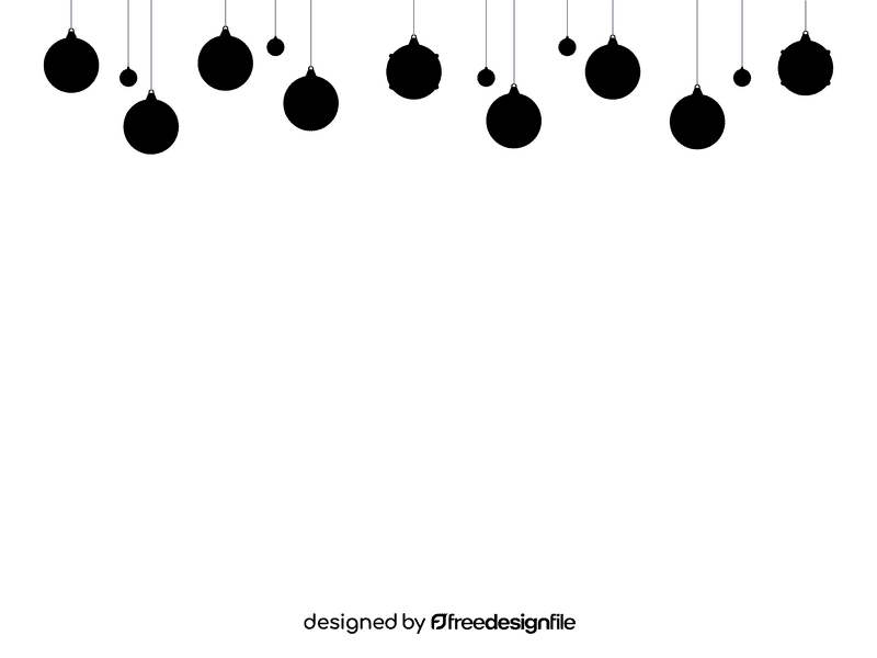Christmas ornaments Border black and white clipart