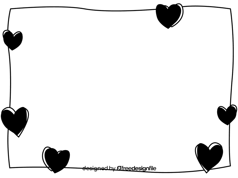 Love heart Border black and white clipart