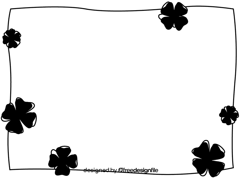 Shamrock clover Border black and white clipart
