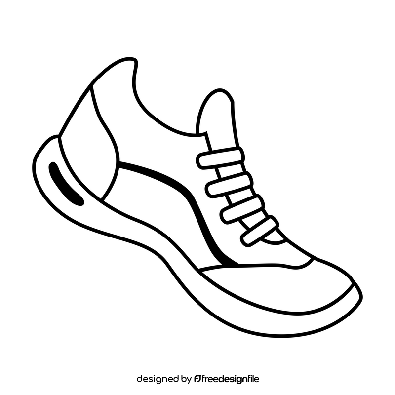 Running shoes drawing black and white clipart
