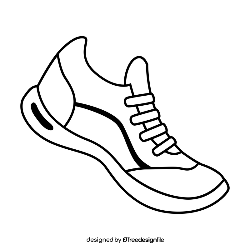 Running shoes drawing black and white clipart vector free download