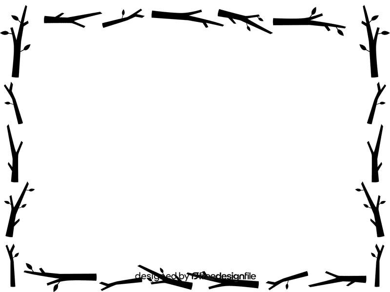 Tree branch Border black and white clipart
