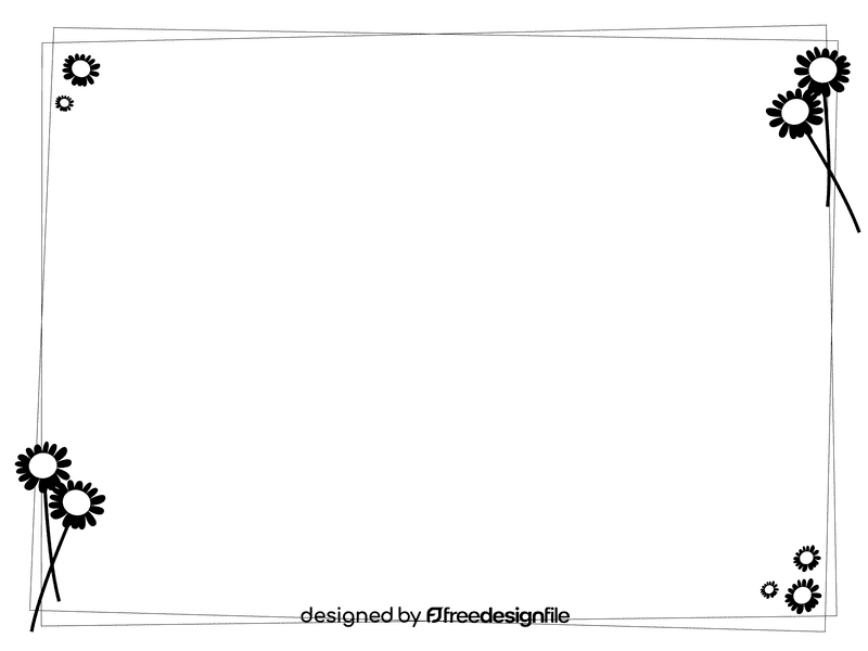 Flower Border black and white clipart