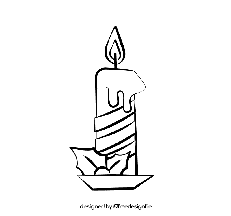 Xmas Candle black and white clipart