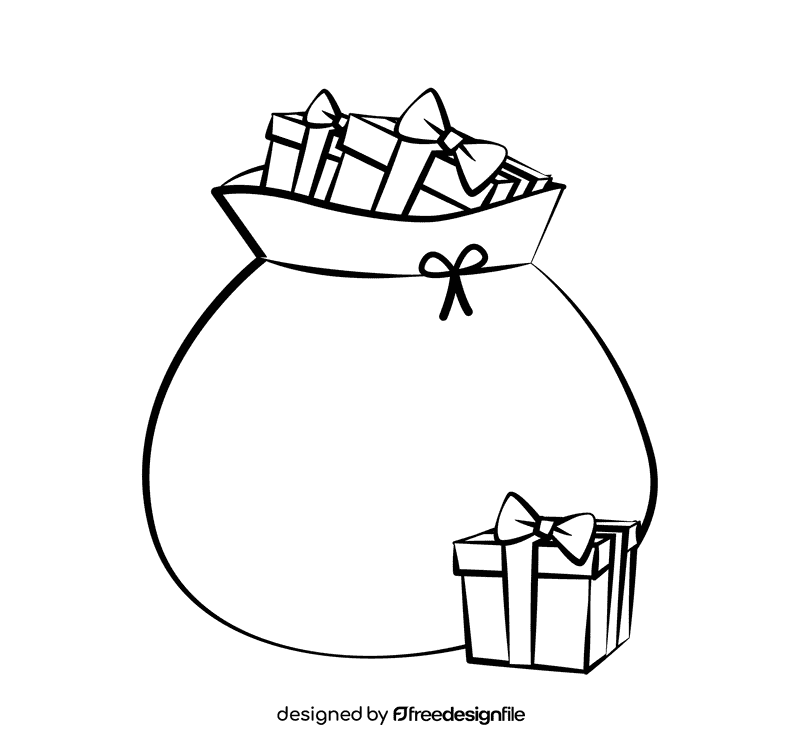 Sack of Presents black and white clipart