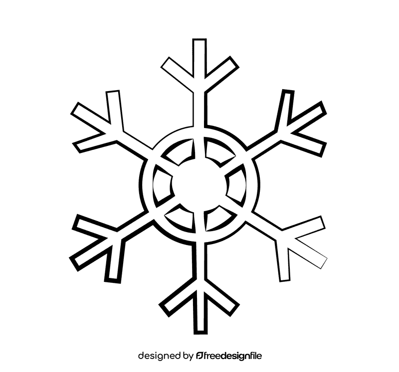 SnowFlake black and white clipart