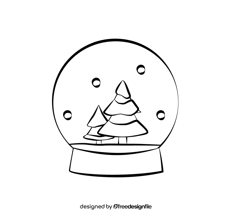 SnowGlobe black and white clipart