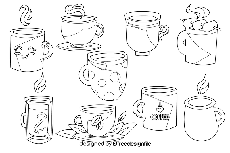 Coffee mug black and white vector